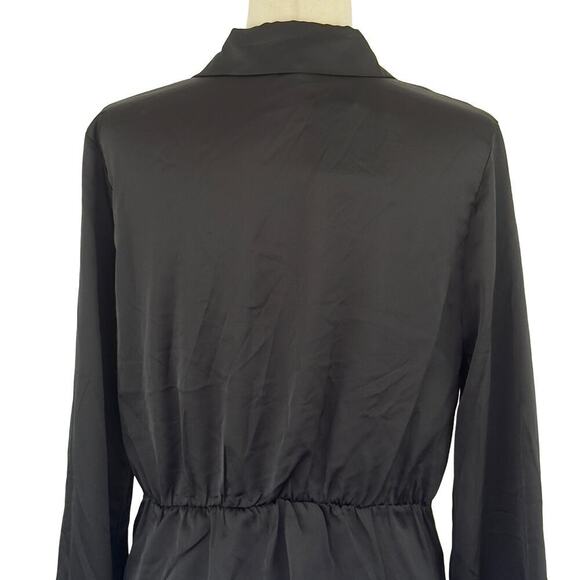 PLEIONE V-NECK TWIST FRONT COLLARED LONG SLEEVE BLOUSE IN‎ BLACK NWT SIZE SMALL - Picture 7 of 12